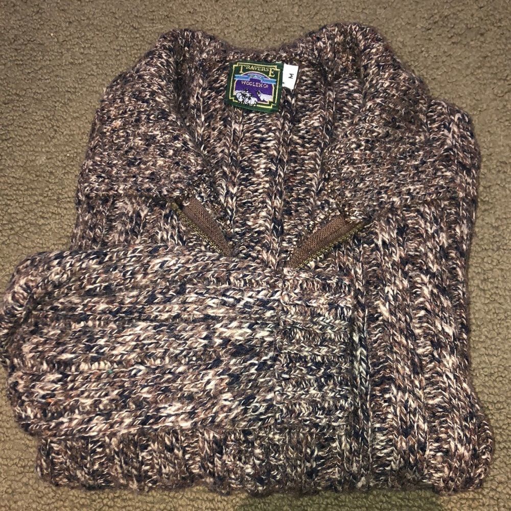 Traverse Bay Woolen Co Med Brown Sweater Zip